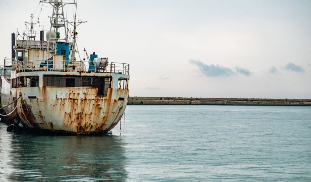 Scrap Ship Waiting For Scrap Metal Pick up In The Marine Industry