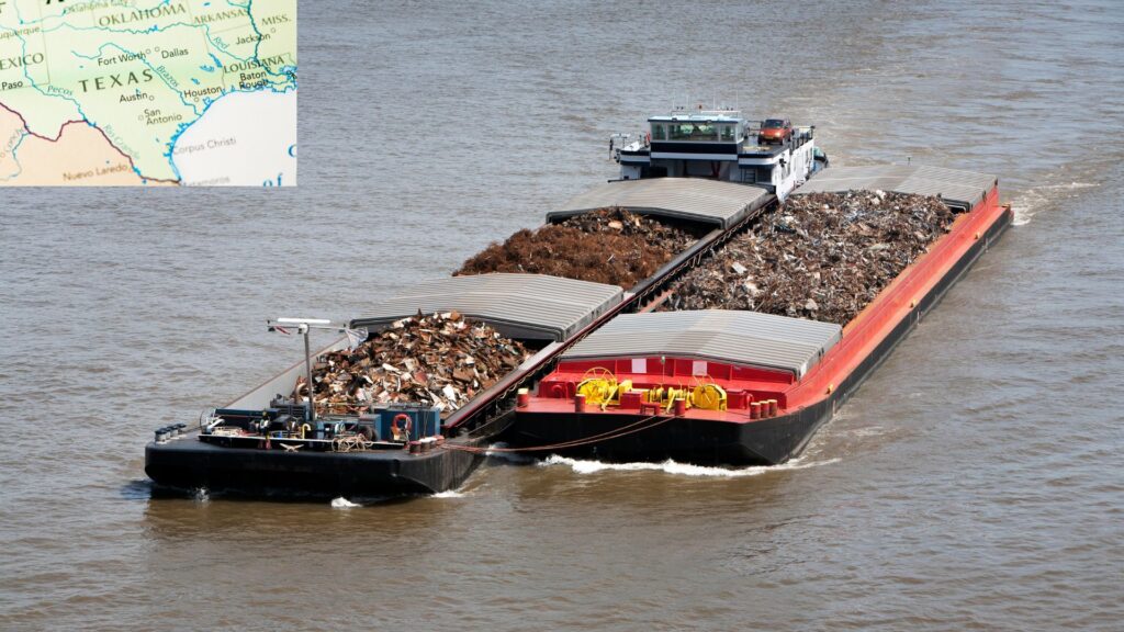Texas Scrap Metal Prices: Barge Recycling Guide Barge carrying scrap where Texas scrap metal prices are influenced by many factors