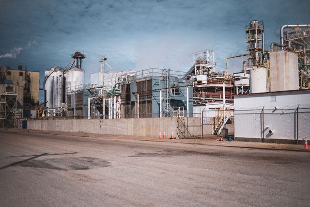 A detailed view of an industrial plant with steel structures showing the worth of local scrap metal prices